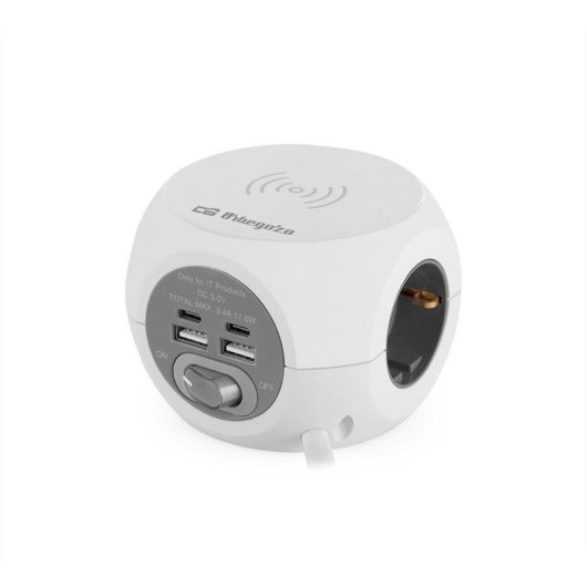 Regleta Orbegozo EN 4500 8 Tomas 3 Enchufes USB-A USB-C Carga inalámbrica