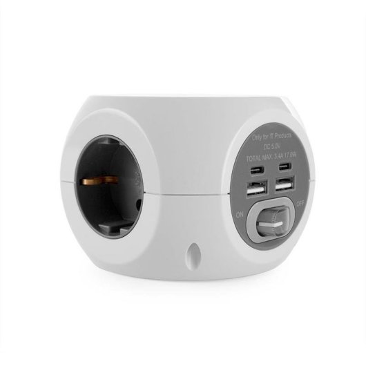 Regleta Orbegozo EN 4500 8 Tomas 3 Enchufes USB-A USB-C Carga inalámbrica