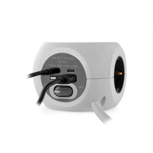 Regleta Orbegozo EN 4500 8 Tomas 3 Enchufes USB-A USB-C Carga inalámbrica