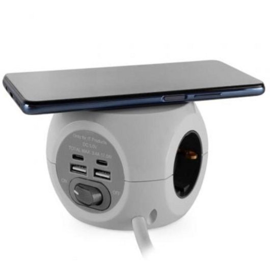 Regleta Orbegozo EN 4500 8 Tomas 3 Enchufes USB-A USB-C Carga inalámbrica