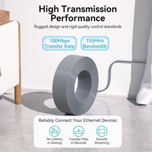 Cabo de Rede Ethernet Vention IJCH305 Cat5e UTP PoE 305m Cinza