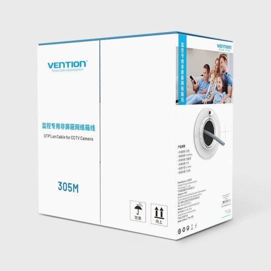 Cabo de Rede Ethernet Vention IJCH305 Cat5e UTP PoE 305m Cinza