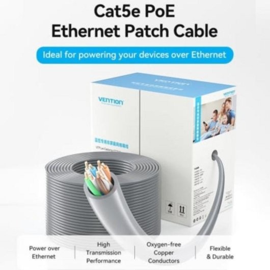 Cabo de Rede Ethernet Vention IJCH305 Cat5e UTP PoE 305m Cinza