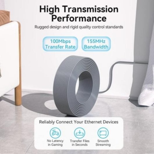 Cabo de Rede Ethernet Vention IJCH305 Cat5e UTP PoE 305m Cinza