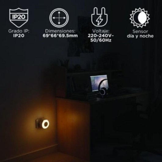 Enchufe Inteligente muvit IO MIONLI001 Luz de noche LED y USB-C 15W