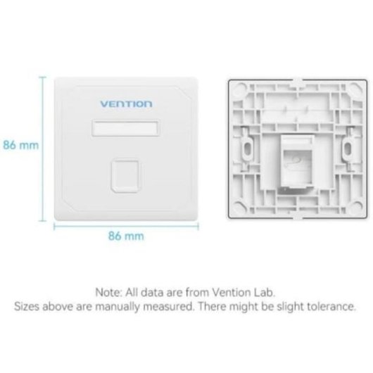 Placa de Pared Vention IFDW0 1 Puerto RJ45 Tipo 86 Blanco