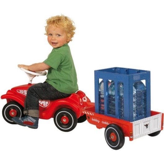 Anhänger BIG Bobby-Caddy für Spielzeugauto rot kompatibel mit BIG Bobby-Car