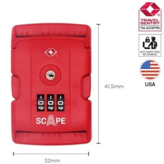 Correa para maleta Scape Travel TSA con combinación 200 cm roja
