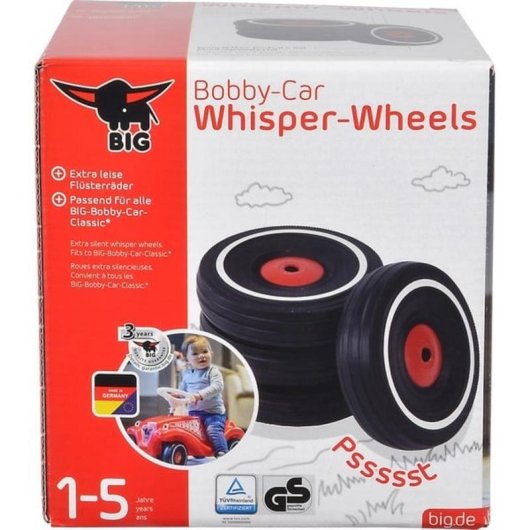 Set di Ruote Silenziose BIG Whisper Wheels per Bobby Car Nero