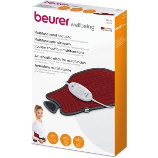 Almofada Elétrica Beurer Easy Fix HK 55 Vermelha 3 Níveis de Temperatura