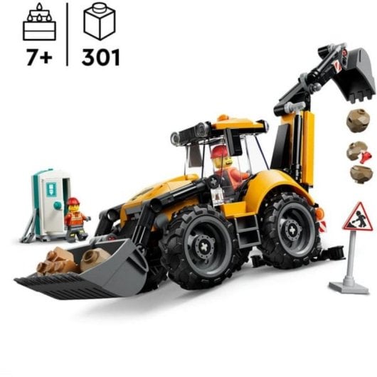 LEGO City Cargadora Rétroexcavatrice Jaune 60480 301 pièces