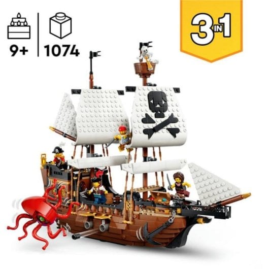 LEGO Creator 3 En 1 Mítico Barco Pirata 31387 1074 pièces