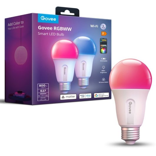 Pack Tira LED inteligente Govee H6098 RGBIC+W + Govee RGBWW Smart LED Bulb