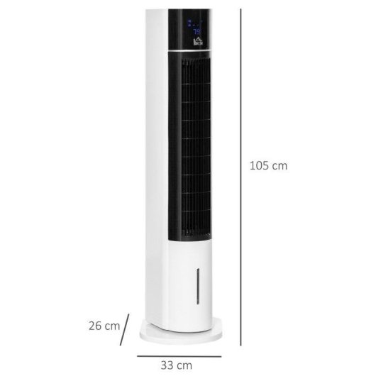 Ventilador Torre Welltin T1008-01-01369 60W 3 Velocidades Sin Aspas Humidificador con Mando