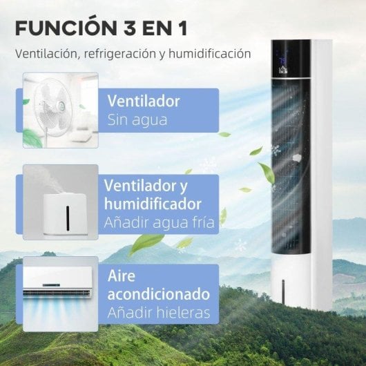 Ventilador Torre Welltin T1008-01-01369 60W 3 Velocidades Sin Aspas Humidificador con Mando