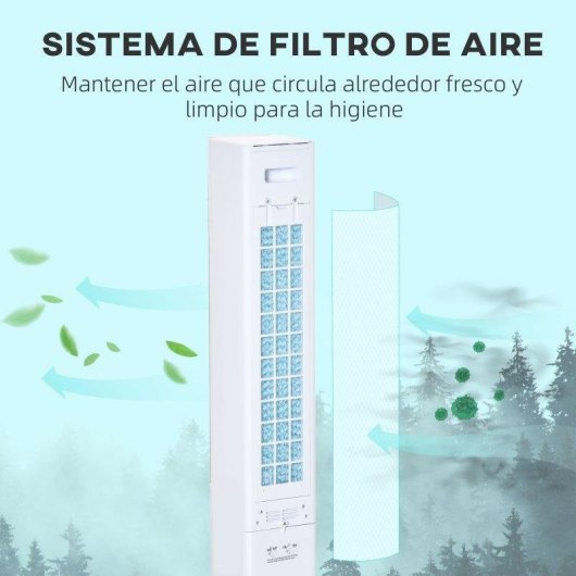 Ventilador Torre Welltin T1008-01-01369 60W 3 Velocidades Sin Aspas Humidificador con Mando