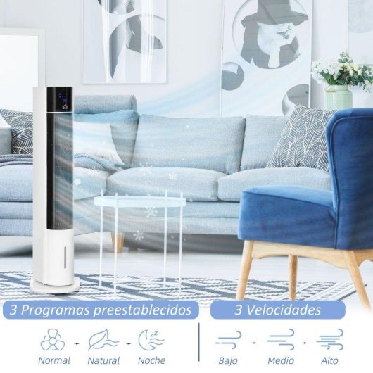 Ventilador Torre Welltin T1008-01-01369 60W 3 Velocidades Sin Aspas Humidificador con Mando