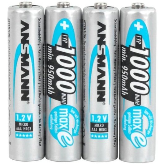 Pilas recargables Ansmann AAA NiMH 1,2V 1000 mAh Pack 4 unidades
