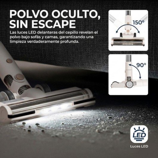 Aspiradora sin Cable Welltin ROUNY V14 150W 40 min HEPA 500 ml Blanca