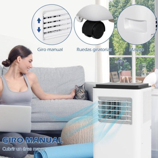 Climatiseur Portable Welltin 10000 BTU 2900W 5 en 1 Télécommande Déshumidificateur