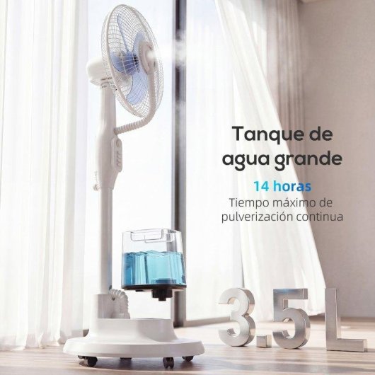 Ventilador de Pie Welltin 90W 3 Velocidades Nebulizador Oscilante Silencioso con Depósito de Agua