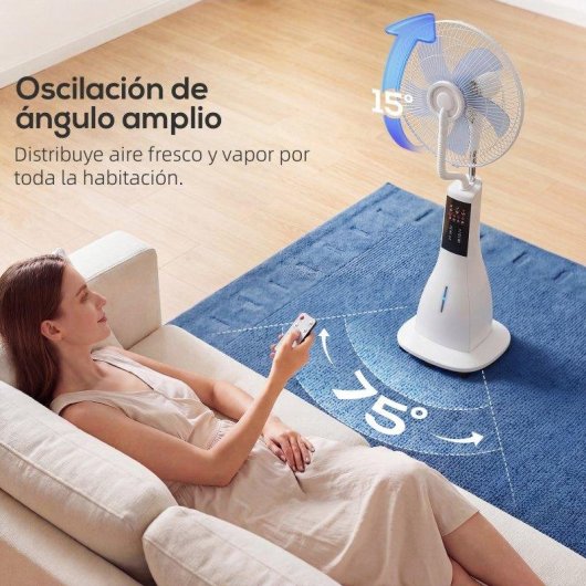 Ventilador de Pie Welltin 90W 3 Velocidades Nebulizador Silencioso con Mando y Temporizador