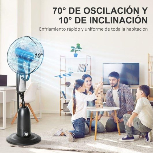 Ventilador de Pie Welltin T1008-01-03074 90W 3 Velocidades Nebulizador Oscilante con Mando