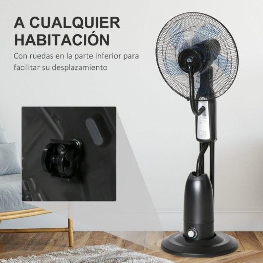 Ventilador de Pie Welltin T1008-01-03074 90W 3 Velocidades Nebulizador Oscilante con Mando