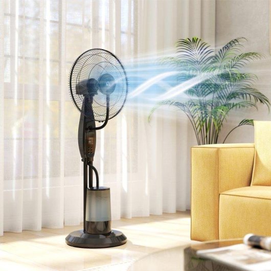 Ventilador de Pie Nebulizador Welltin 3 Velocidades 3 Modos Temporizador Depósito 3,2L con Mando