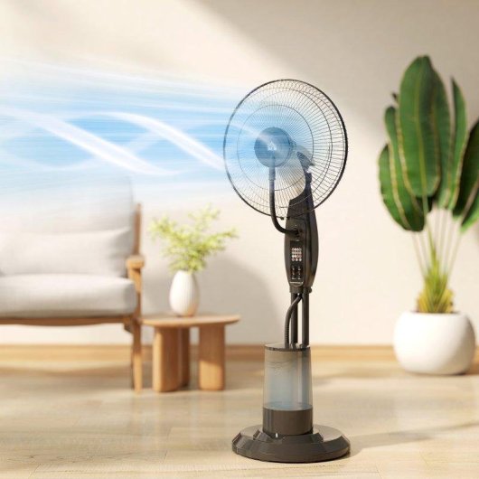 Ventilador de Pie Nebulizador Welltin 3 Velocidades 3 Modos Temporizador Depósito 3,2L con Mando