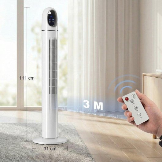 Turmventilator Welltin 45W 3 Stufen 3 Modi Fernbedienung Timer 24h Oszillation 70°