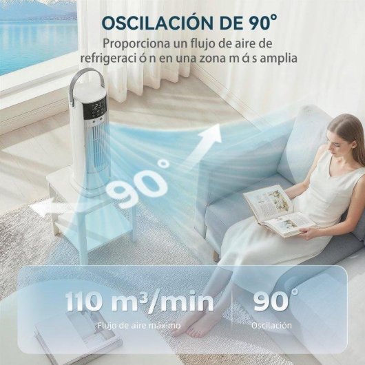 Ventilador Torre Welltin WT-DF01 18W 3 Velocidades Nebulizador Motor DC Silencioso con Mando