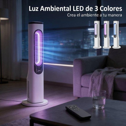 Ventilador Torre Welltin WT-TF01 3 Velocidades Sin Aspas con Luz LED y Mando a Distancia