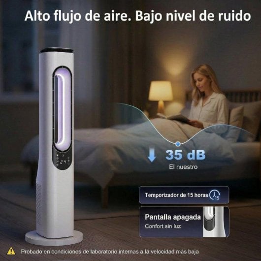 Ventilador Torre Welltin WT-TF01 3 Velocidades Sin Aspas con Luz LED y Mando a Distancia