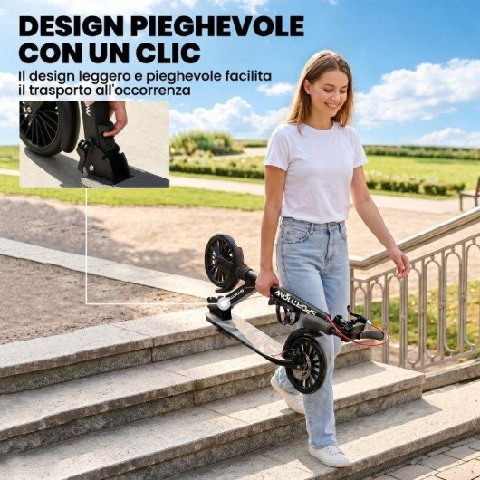 Patinete elétrico Welltin dobrável 120W para crianças 7-12 anos Freio e descanso