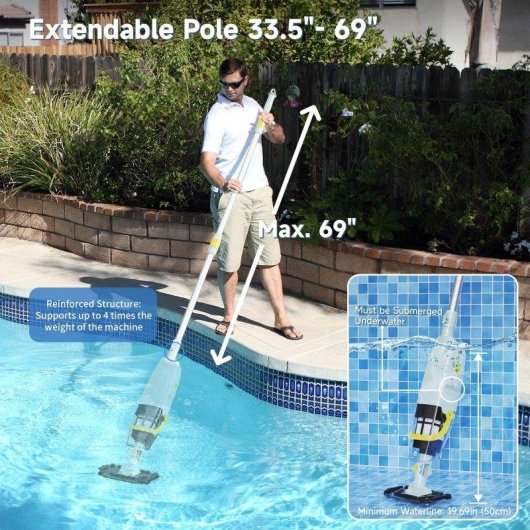 Aspirador de Piscina Sem Fios Welltin YM-S1-03 16kPa 60min