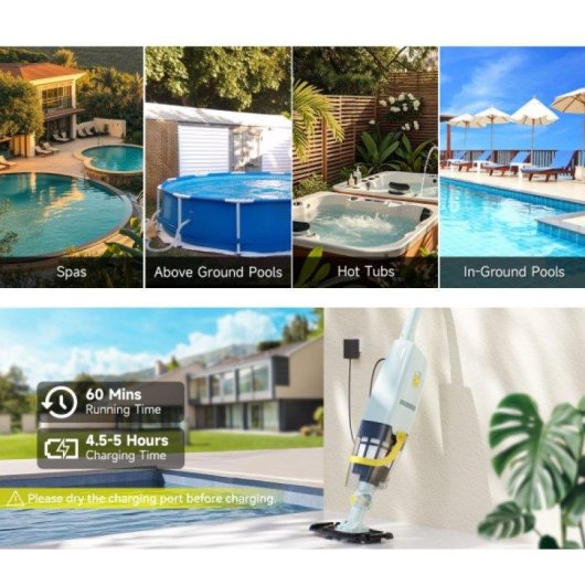 Aspirador de Piscina Sem Fios Welltin YM-S1-03 16kPa 60min