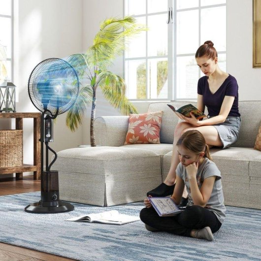 Ventilador de Pie Welltin 3 Velocidades Nebulizador 3 Modos Oscilación 70° con Mando y Temporizador