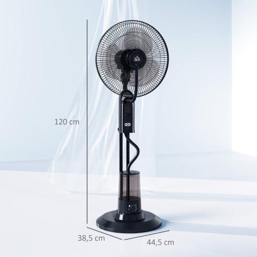 Ventilador de Pie Welltin 3 Velocidades Nebulizador 3 Modos Oscilación 70° con Mando y Temporizador