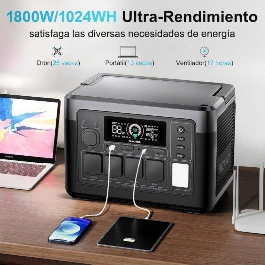 Estación de energía Oukitel P1000E Plus 1024Wh 11 puertos LiFePO4 carga rápida APP