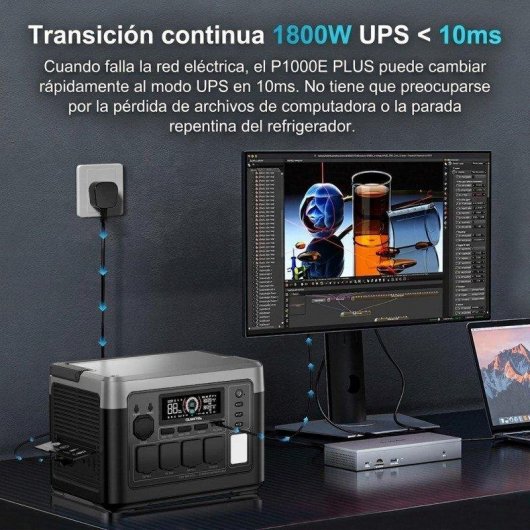 Estación de energía Oukitel P1000E Plus 1024Wh 11 puertos LiFePO4 carga rápida APP