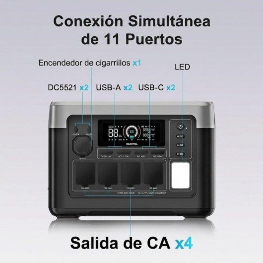 Estación de energía Oukitel P1000E Plus 1024Wh 11 puertos LiFePO4 carga rápida APP