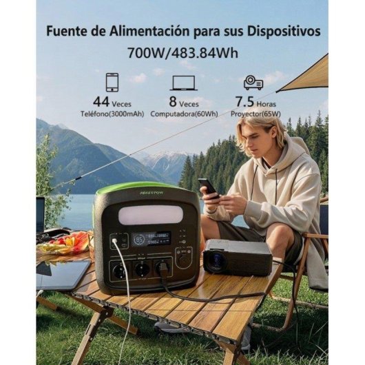 Energie-Station Newsmy N7576 483,84Wh 3 AC-Anschlüsse 5 USB-Anschlüsse LiFePO4 Batterie LED 6W