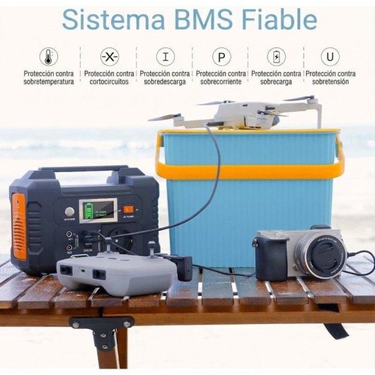 Estación de energía Welltin E200 151Wh 2 AC, 2 USB QC3.0, Li-ion Cargador solar