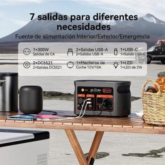 Stazione di energia Welltin E103 179,2Wh 8 porte AC, USB, DC Batteria LiFePO4 Ricarica rapida solare