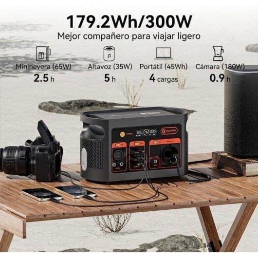 Stazione di energia Welltin E103 179,2Wh 8 porte AC, USB, DC Batteria LiFePO4 Ricarica rapida solare