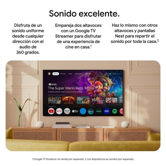 Enceintes Google Home Ovales Wi-Fi 6 Bluetooth 5.4 avec Micro Intégré