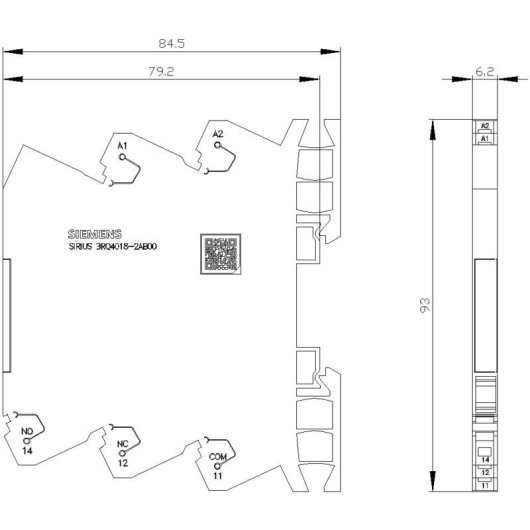 Relé Siemens 3RQ4018-2AB00 AC/DC 6 A Wechsler Compacto DIN