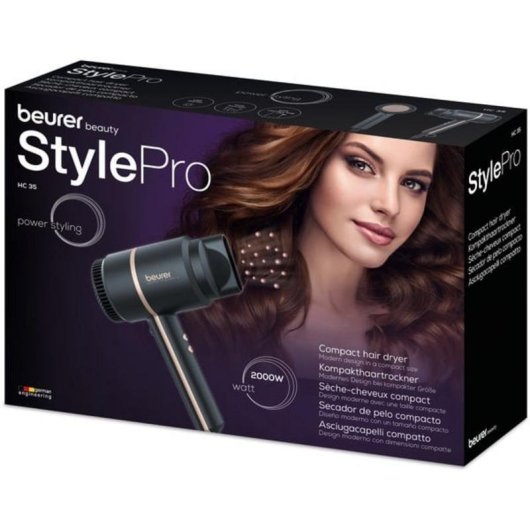 Secador de Pelo Beurer HC 35 2000W 3 Temperaturas 3 Velocidades Apagado Automático Negro/Oro Rojo