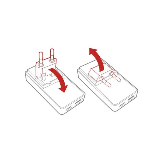 Klappbare Wandladegerät DCU Tecnologic GaN USB-C 65W + USB-A 18W